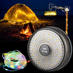 Kwznob Led String Lights & Camping Lantern, Usb Rechargeable 2-in-1 Portable Outdoor Light, 8 Lighting Modes, Ip67 Waterproof, Ideal For Tent, Party, & Indoor/outdoor Decorating