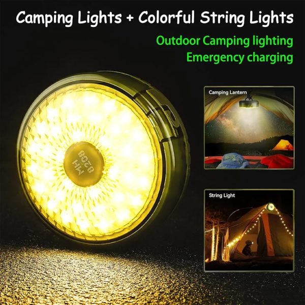 Kwznob Led String Lights & Camping Lantern, Usb Rechargeable 2-in-1 Portable Outdoor Light, 8 Lighting Modes, Ip67 Waterproof, Ideal For Tent, Party, & Indoor/outdoor Decorating