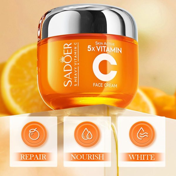 Sadoer 5 Heavy Vitamin C Skin Active Whitening Cream | Vitamin C Hydrating Face Cream – Glowing & Repairing Moisturizer For Fine Lines, Wrinkles & Uneven Skin Tone | Whitening Cream