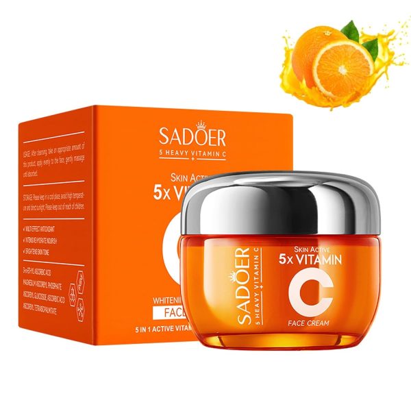 Sadoer 5 Heavy Vitamin C Skin Active Whitening Cream | Vitamin C Hydrating Face Cream – Glowing & Repairing Moisturizer For Fine Lines, Wrinkles & Uneven Skin Tone | Whitening Cream